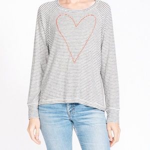 Sundry stripe heart sweater 2 Medium